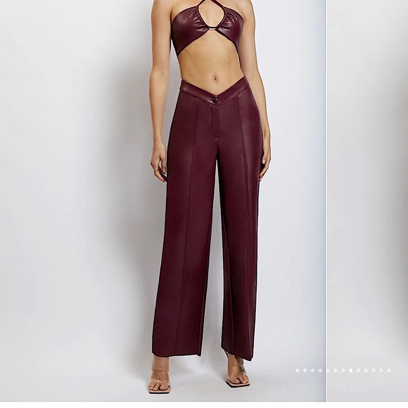 Meshki Pants - MESHKI Kamora Faux Leather Vide Leg Pants